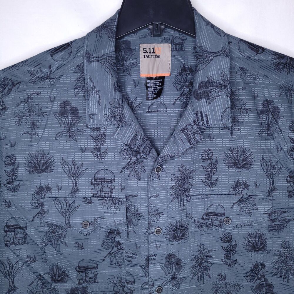 5.11 Tactical Shirt Mens 2XL Blue Vent Tac Plants Mushroom Vay Camo